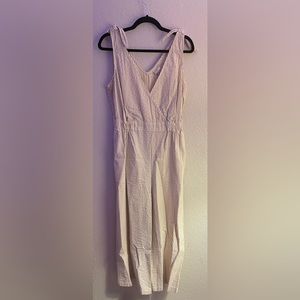 Seersucker tan and white A New Day jumpsuit